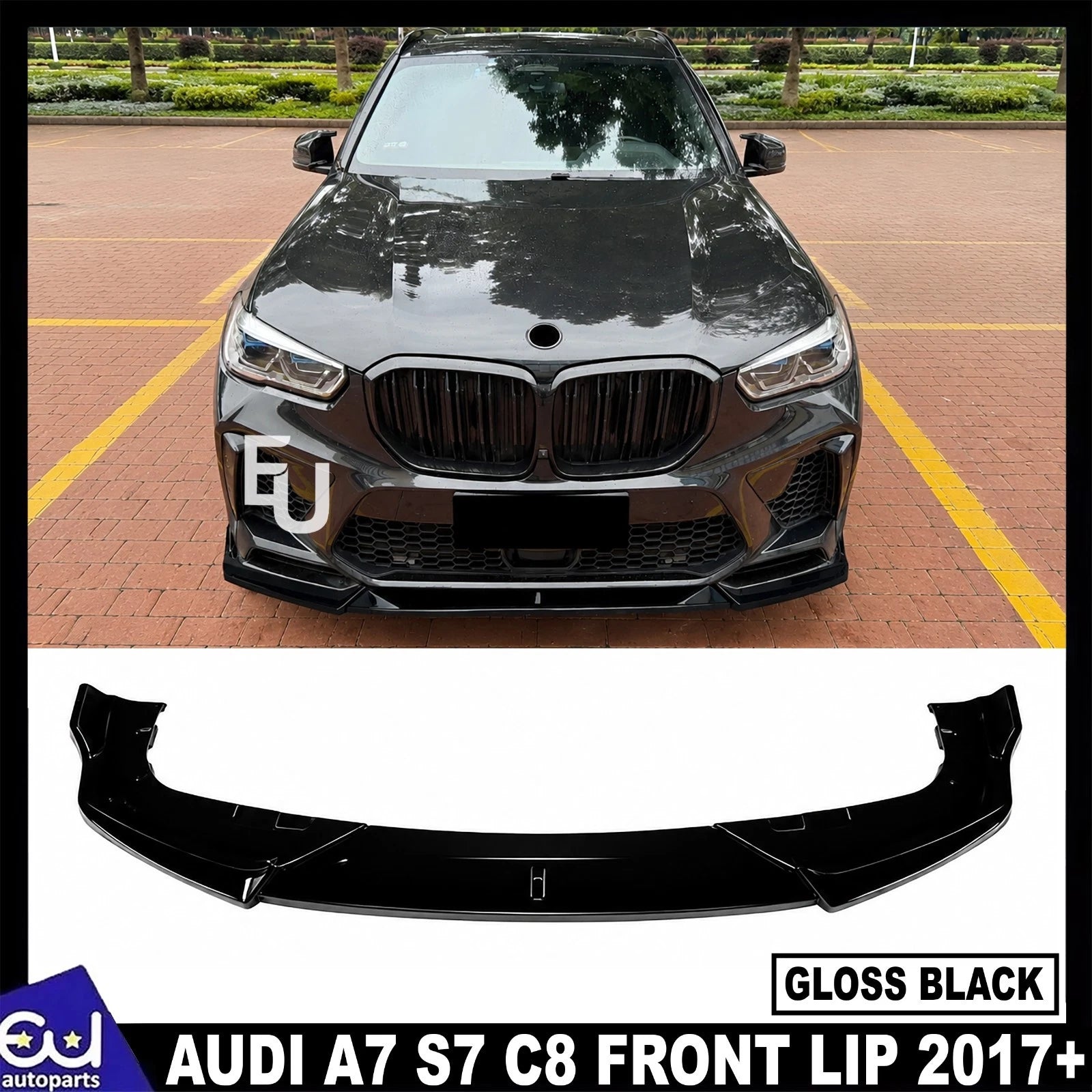 FRONT SPLITTER BUMPER SPOILER LIP GLOSS BLACK FOR AUDI A7 S-LINE S7 C8 2017+
