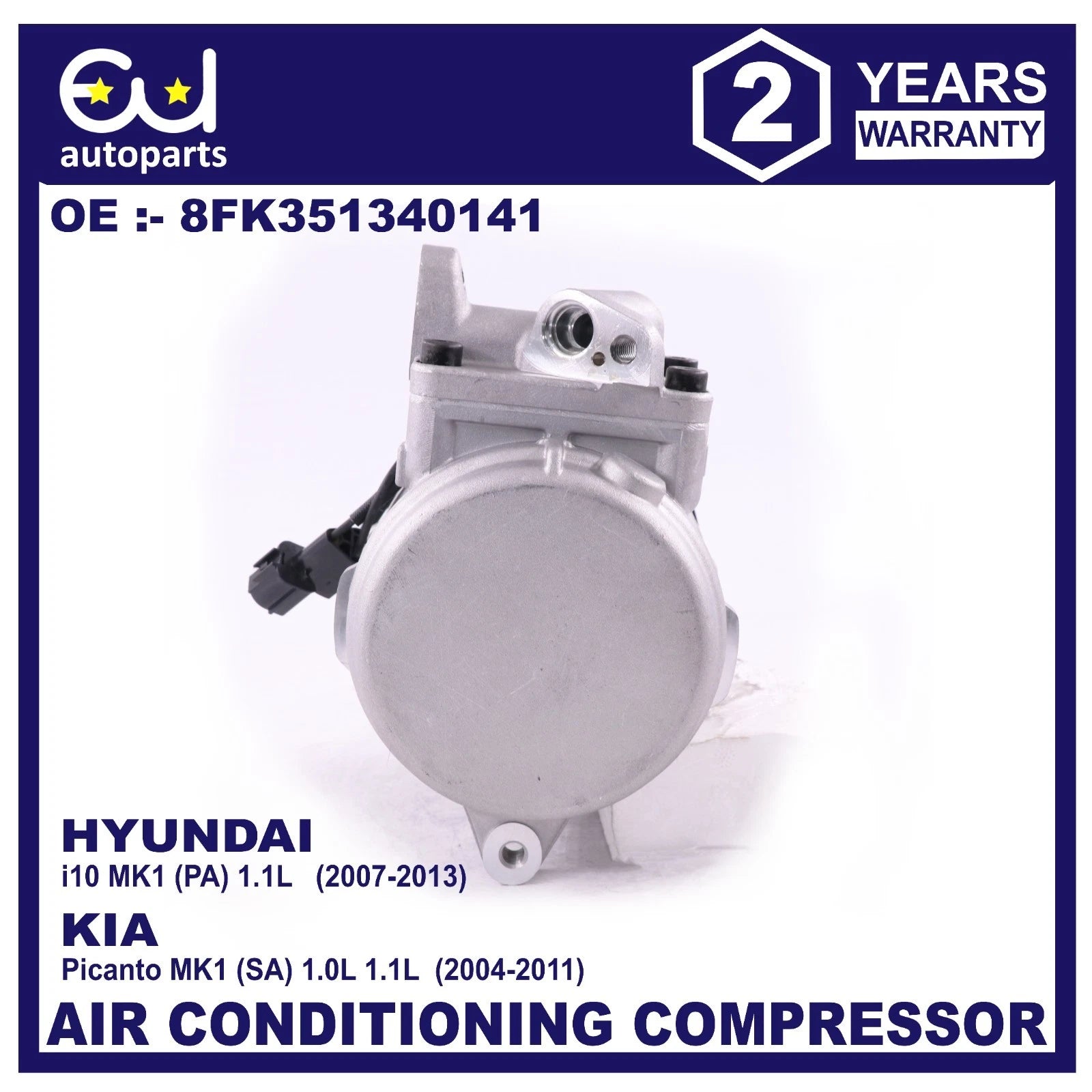 A/C AIR CONDITIONING COMPRESSOR FOR HYUNDAI I10 KIA PICANTO 1.0 1.1 977010X000