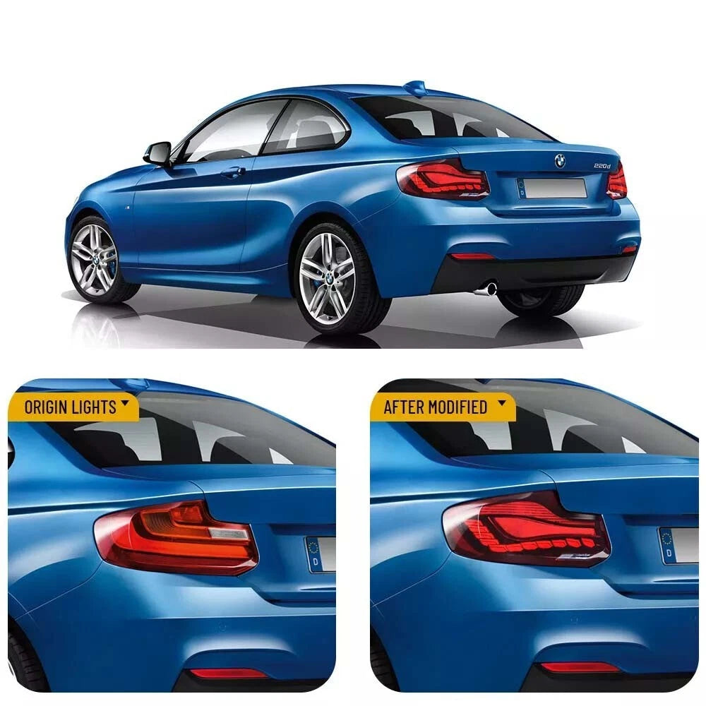 PAIR RED OLED TAIL LIGHTS LAMP FOR BMW 2 SERIES F22 F23 M2 W/ANIMATION 2014-2020