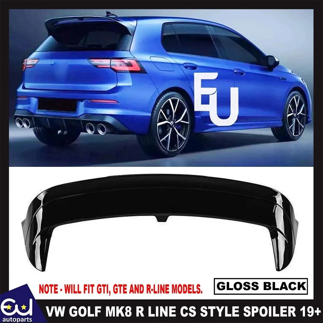 FOR VW GOLF MK8 R GTD GTI 2019+ CS CLUBSPORT STYLE REAR ROOF SPOILER GLOSS BLACK