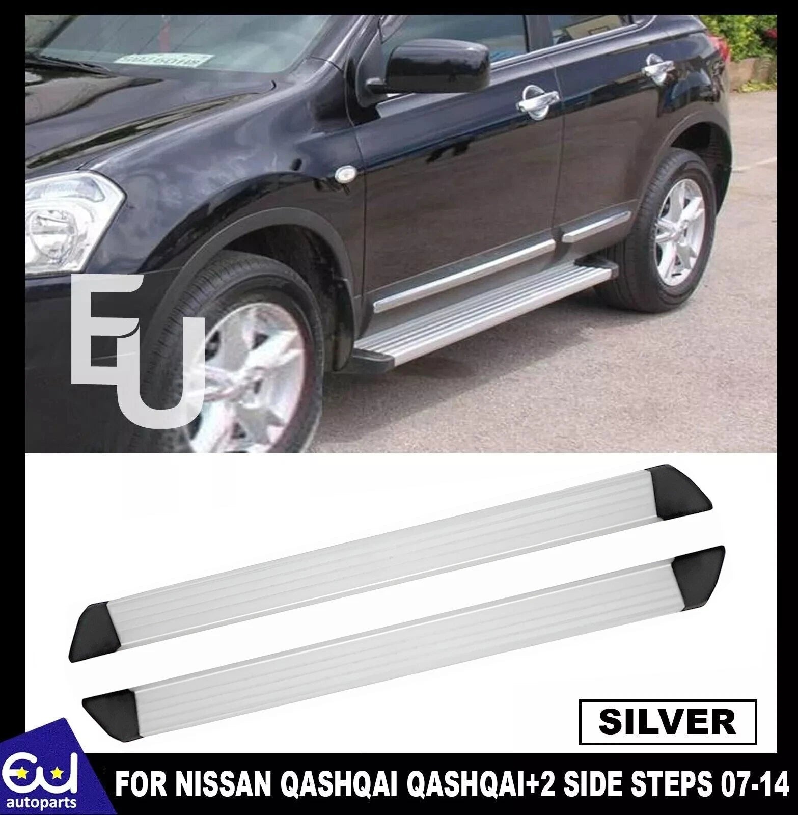 RUNNING BOARDS SIDE STEPS FOR NISSAN QASHQAI QASHQAI+2 J10 07-14 SILVER STYLISH
