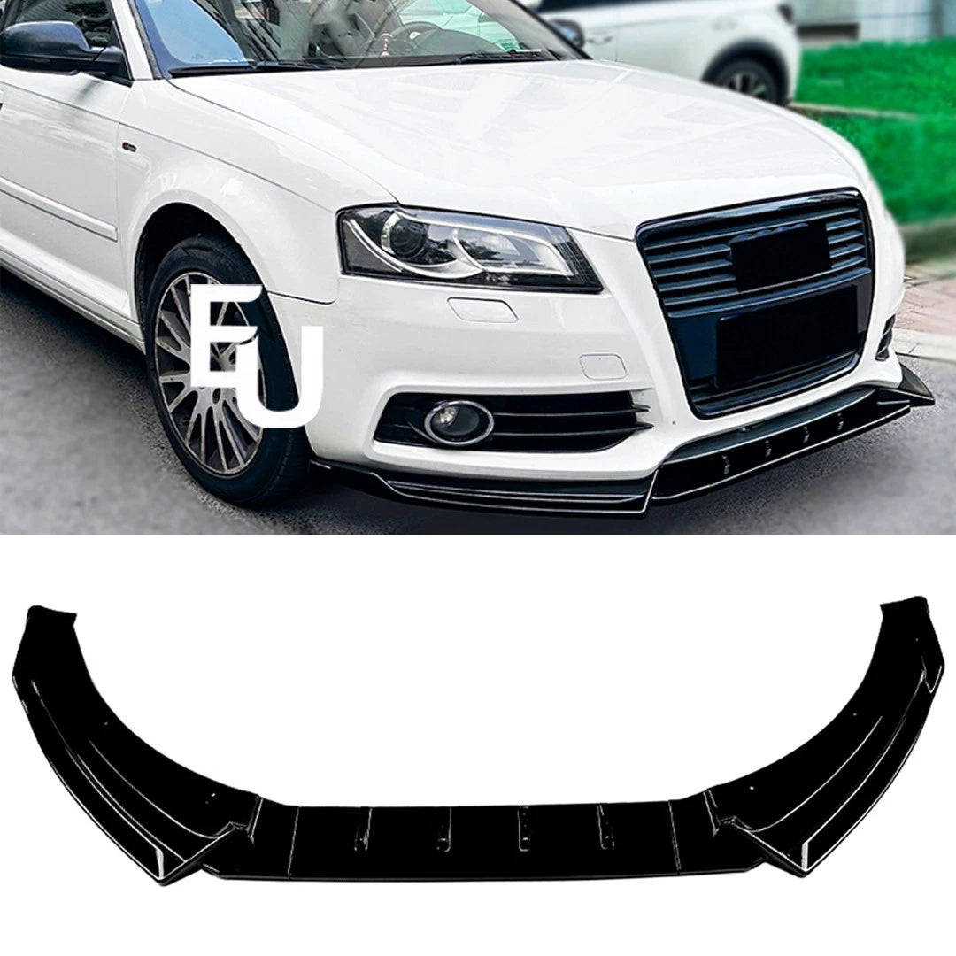 FOR AUDI A3 8P S LINE FRONT BUMPER SPLITTER LIP GLOSS BLACK 2008-13