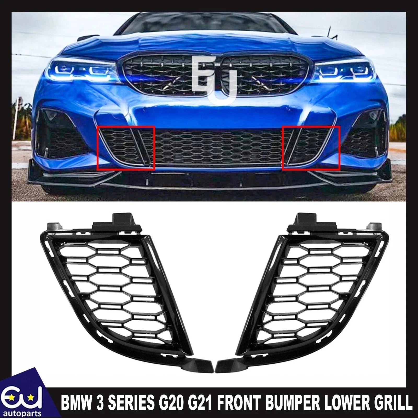 FOR BMW 3 SERIES G20 G21 8075601 8075602 GRILL FRONT BUMPER LOWER LEFT RIGHT SET