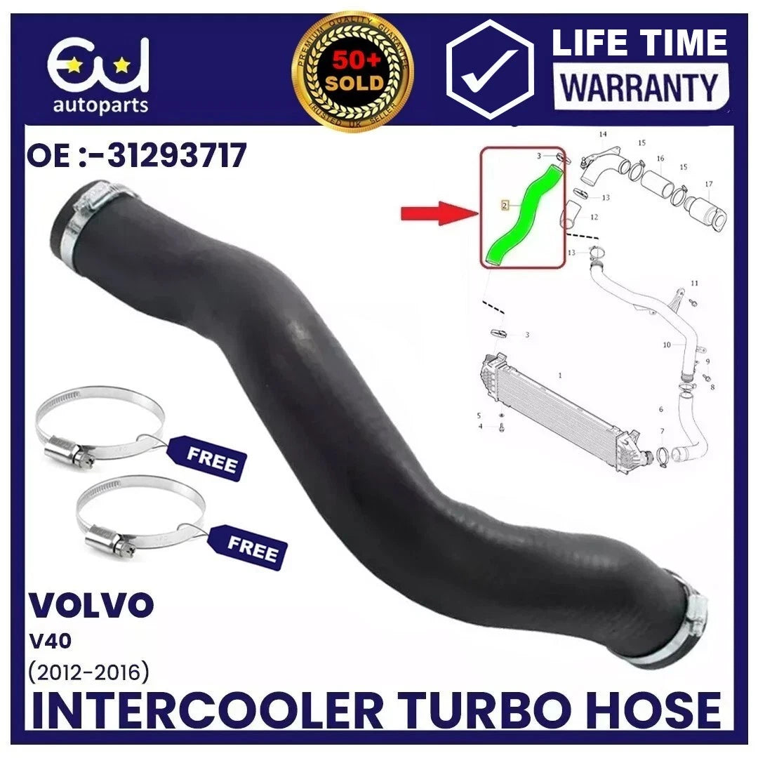 FOR VOLVO V40 D2 1.6 DIESEL INTERCOOLER TURBO HOSE PIPE 31293717  (2012 - 2016)