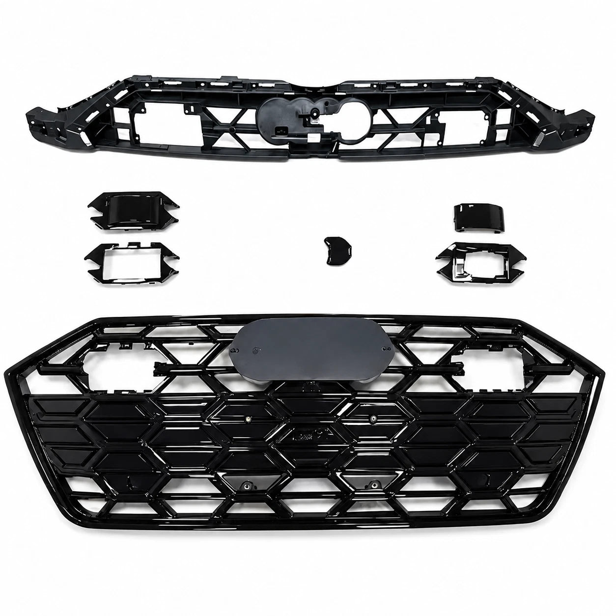 RS7 STYLE FRONT BUMPER HONEYCOMB GRILLE FOG LIGHT FRAME SET FOR AUDI A7 S7 18-25