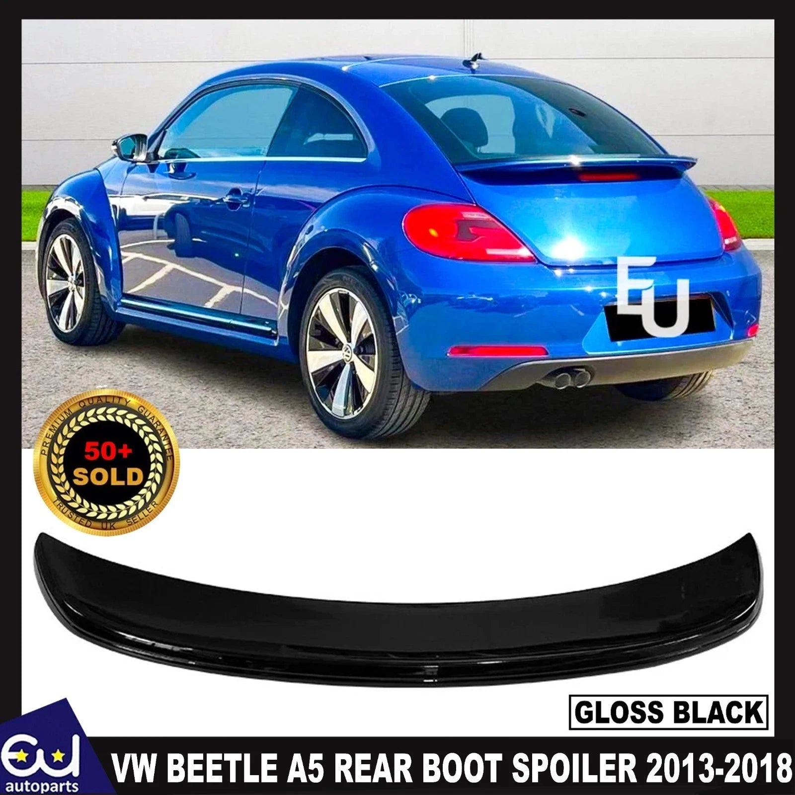 REAR BOOT TRUNK LID MID LEVEL SPOILER FOR VW BEETLE A5 2011-2019 GLOSS BLACK
