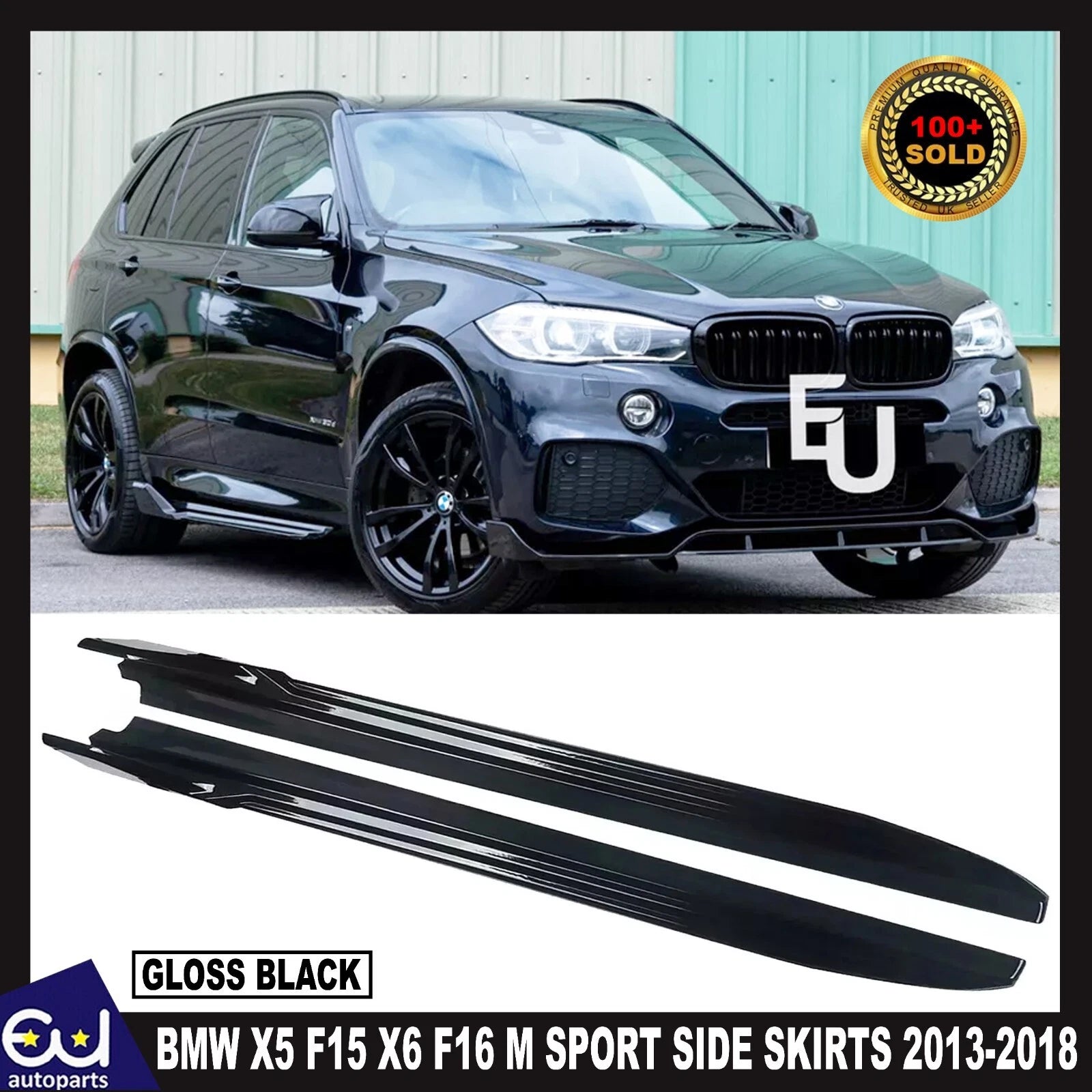 FOR BMW X5 F15 X6 F16 M SPORT SIDE SKIRTS EXTENSION BLADES LIP GLOSS BLACK 13-18