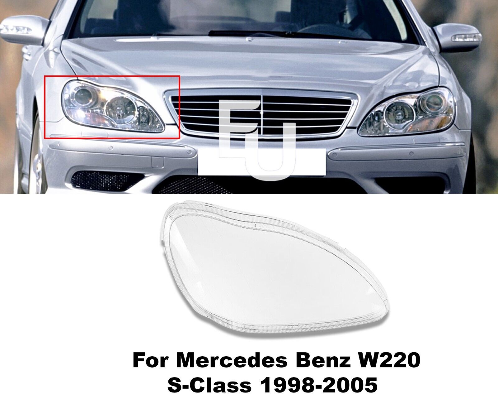 FRONT RIGHT SIDE HEADLIGHT LENS LAMP COVER FOR MERCEDES BENZ S CLASS W220 98-05