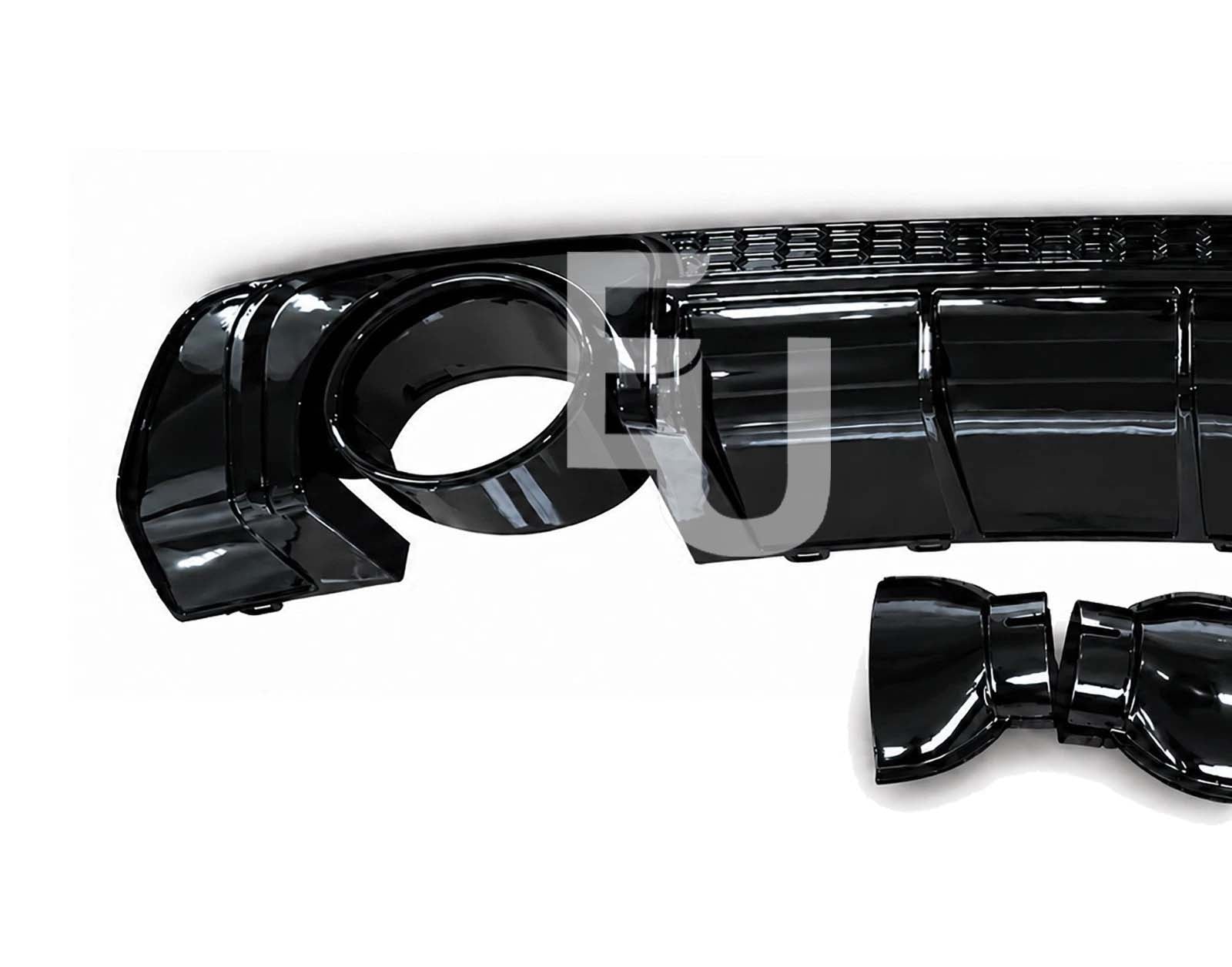 GLOSS BLACK REAR BUMPER DIFFUSER TTRS LOOK FOR AUDI TT MK3 W/TAILPIPE 2015-2018