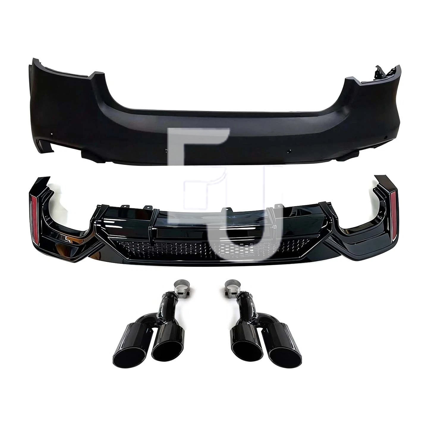 RS7 ABT STYLE REAR BUMPER DIFFUSER TAILPIPES BODYKIT FOR AUDI A7 S7 C8 MK2 2018+