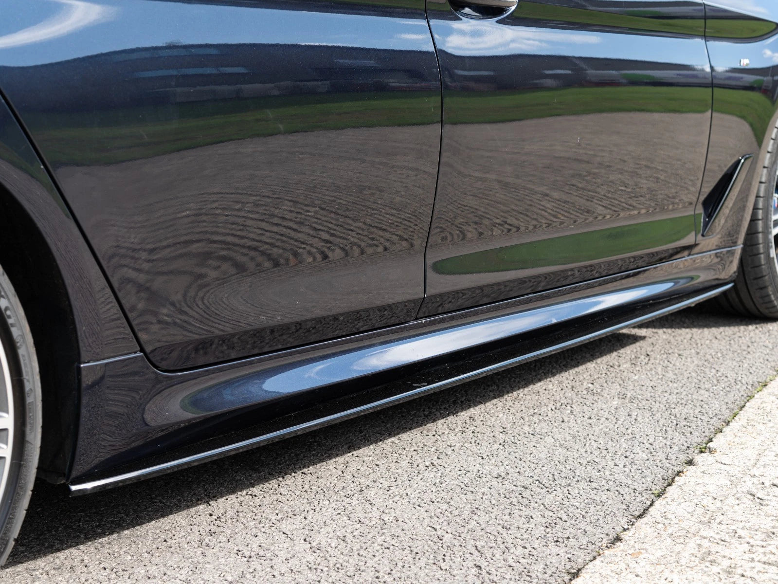 FOR BMW 5 SERIES G30 G31 F90 M5 M SPORT SIDE SKIRT EXTENSION BLADES GLOSS BLACK