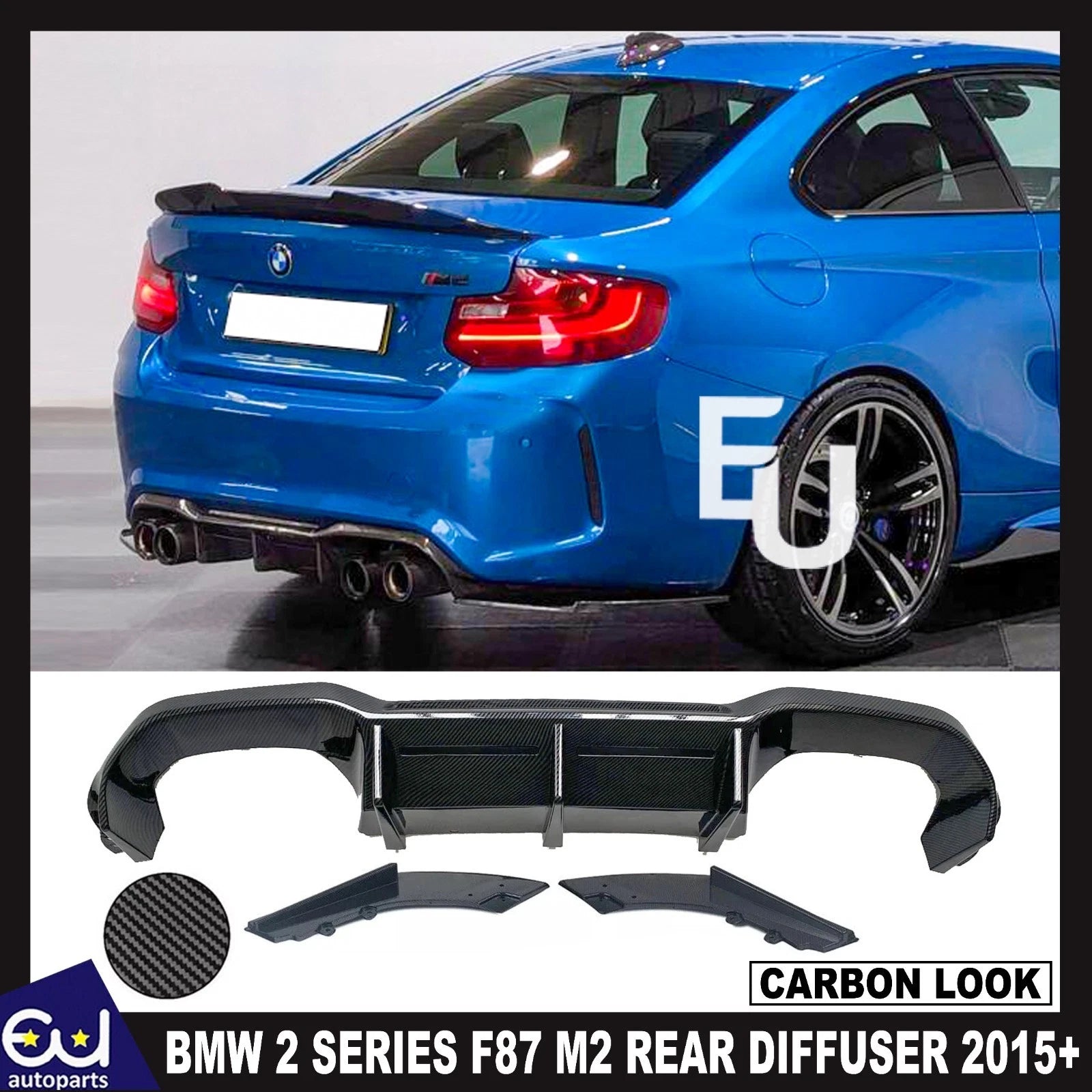 FOR BMW 2 SERIES F87 M2 REAR DIFFUSER  BUMPER VALANCE MTC STYLE CARBON LOOK 15+