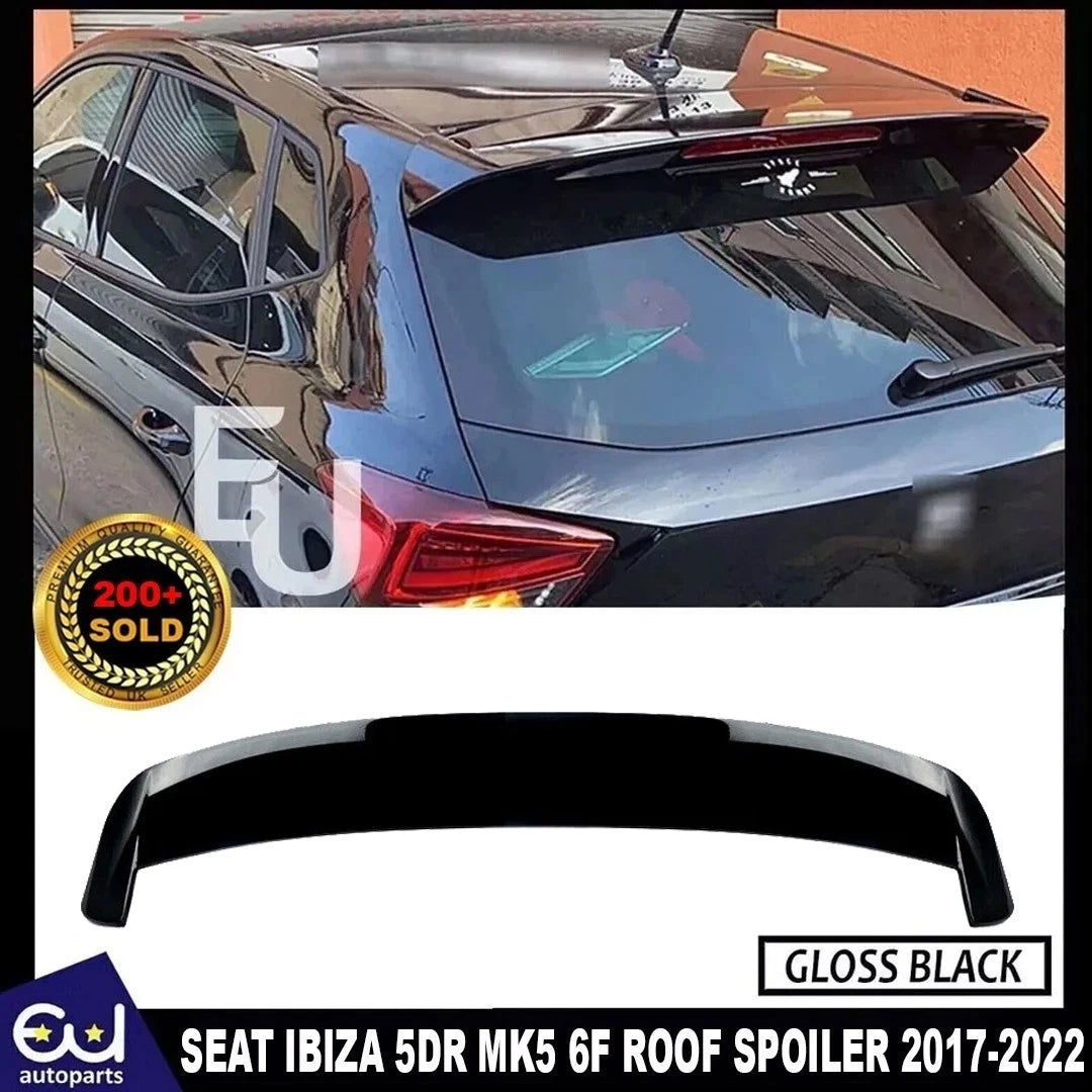 REAR BOOT ROOF TRUNK SPOILER FOR SEAT IBIZA 5DR MK5 6F 2017-2022 GLOSS BLACK