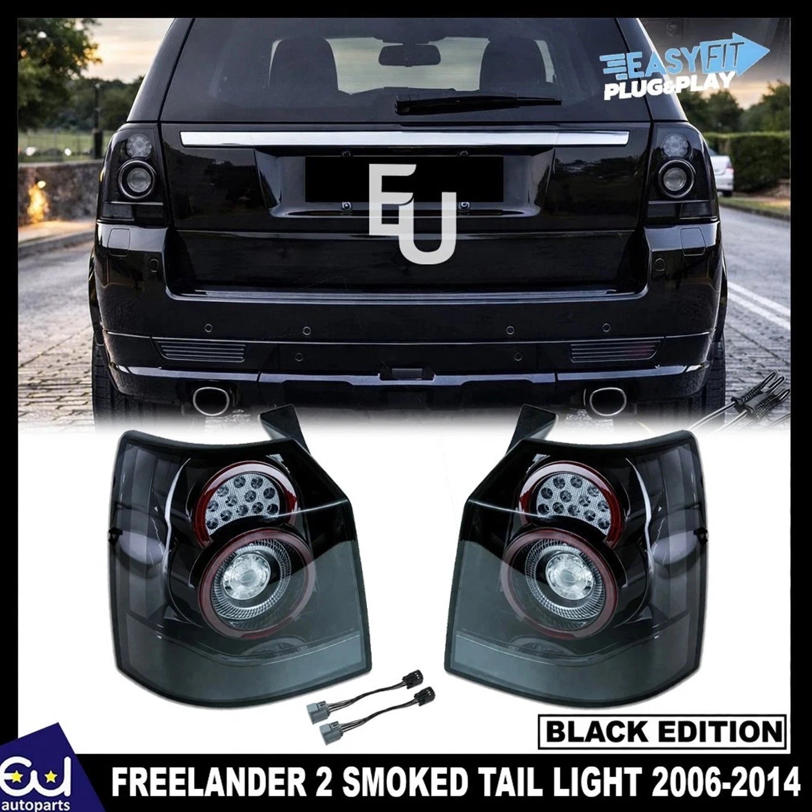 BLACK LED REAR LIGHT FOR FREELANDER 2 2006-14 STYLE TAIL LAMP SMOKED