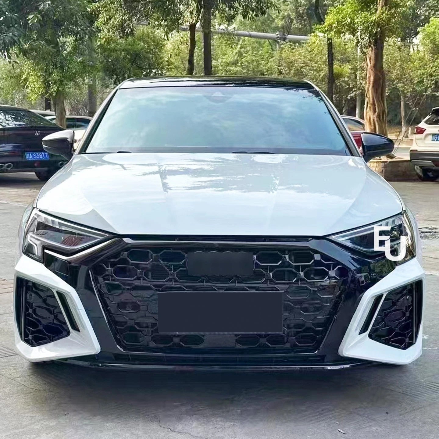 PRIMED RS3 LOOK FRONT BUMPER BODYKIT WITH SPLITTER & GRILLE FOR AUDI A3 8Y 20-24