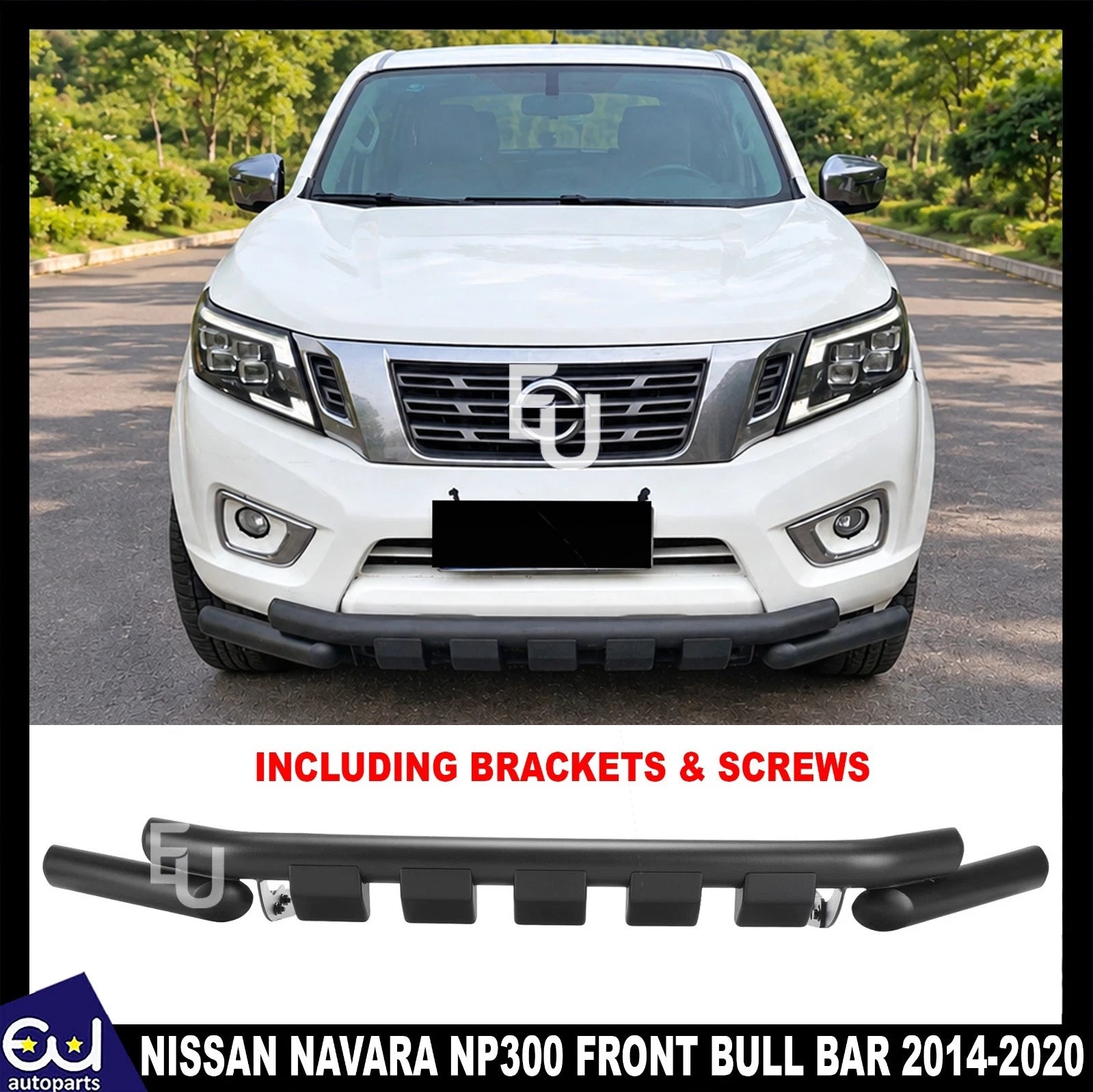 FOR NISSAN NAVARA NP300 D23 FRONT BUMPER BULL BAR 2014-2020 PRE FACELIFT MODELS