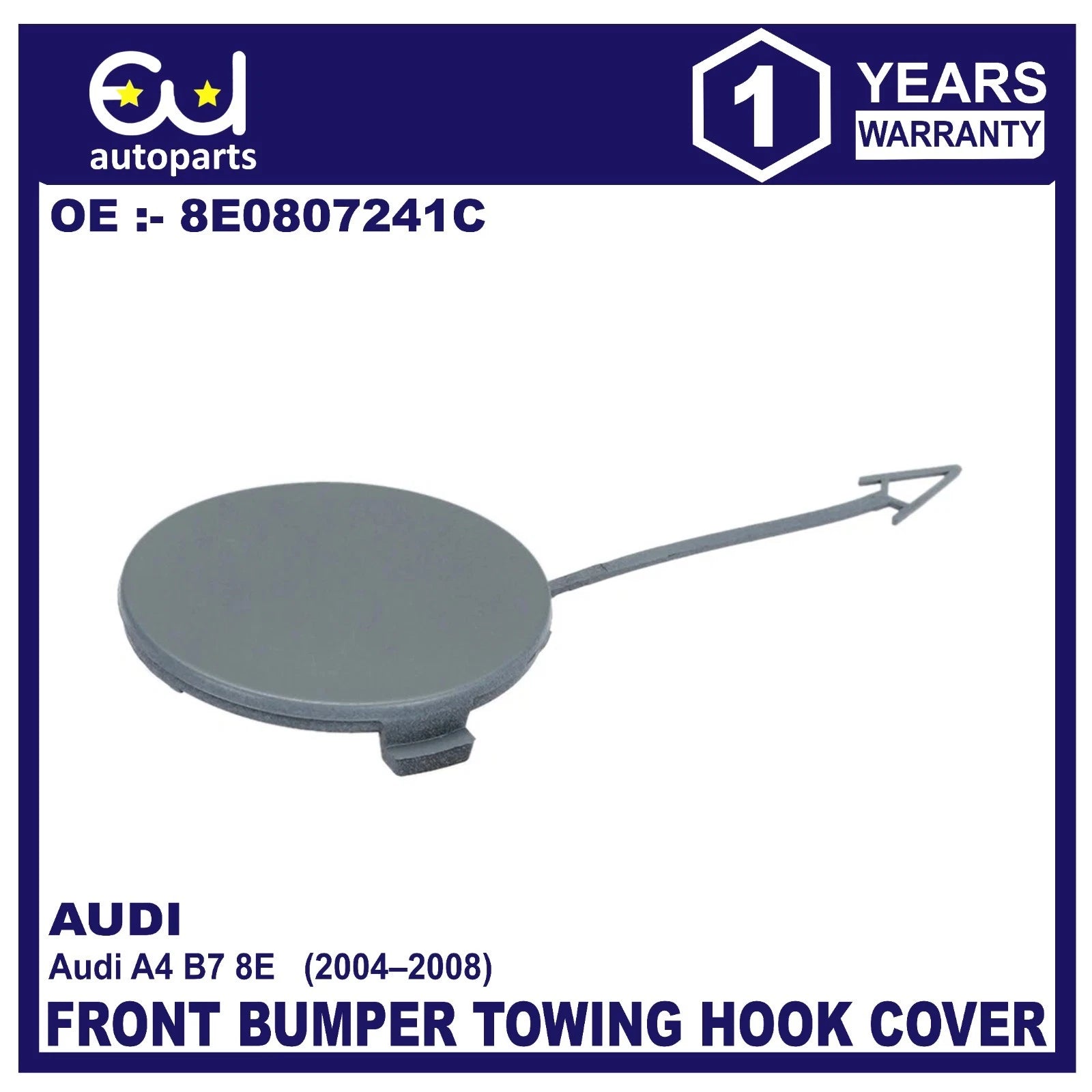 FRONT BUMPER TOWING EYE COVER TOW HOOK COVER FOR AUDI A4 B7 8E 04-08 8E0807241C