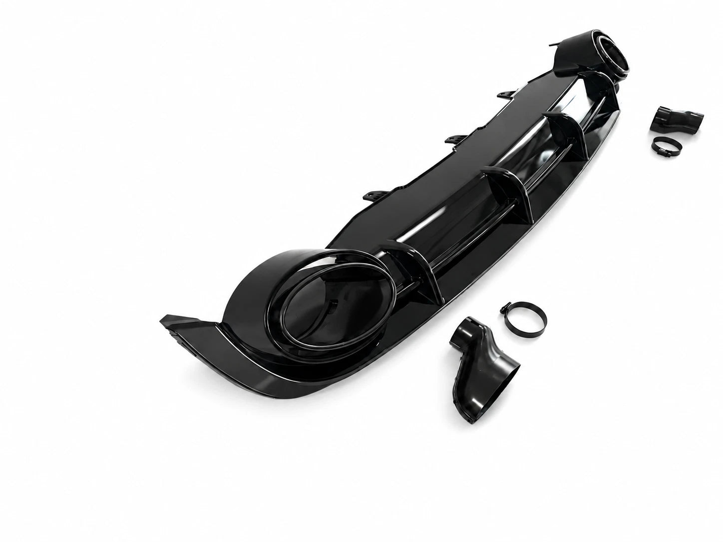 FOR AUDI A6 C7 SE STANDARD RS6 LOOK GLOSS REAR BUMPER DIFFUSER TAILPIPE 11-14