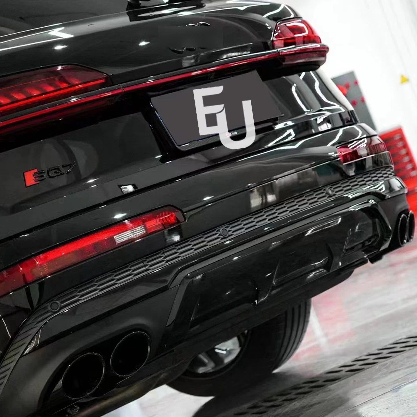 REAR BUMPER DIFFUSER VALANCE WITH TAIL PIPES SQ7 STYLE FOR AUDI Q7 4M 2020-2024
