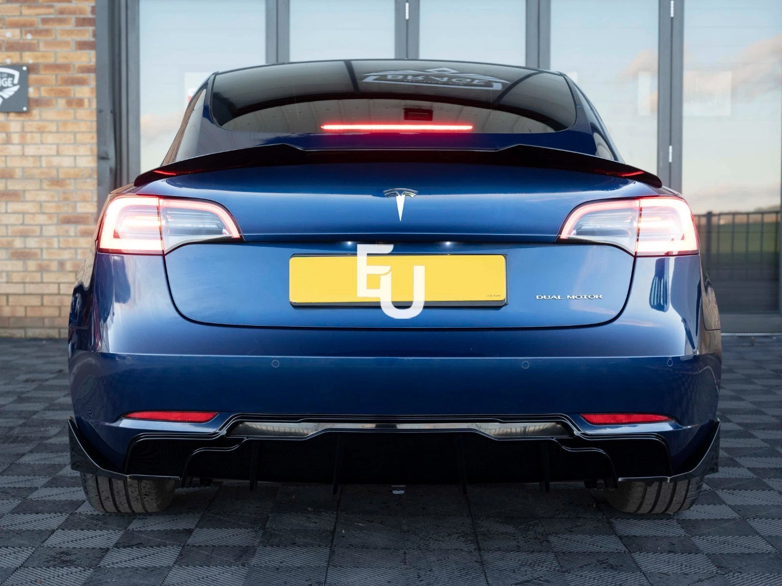 FOR TESLA MODEL 3 REAR BUMPER DIFFUSER LIP SPLITTER GLOSS BLACK 2017-2023