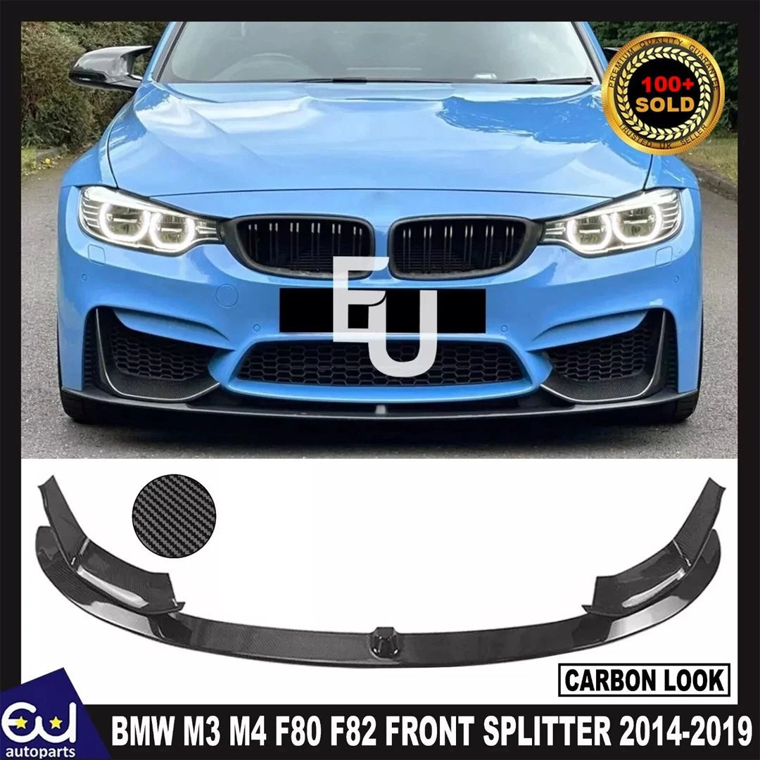 FOR BMW M3 M4 F80 F82 F83 MP STYLE FRONT BUMPER SPLITTER LIP CARBON LOOK 14-19