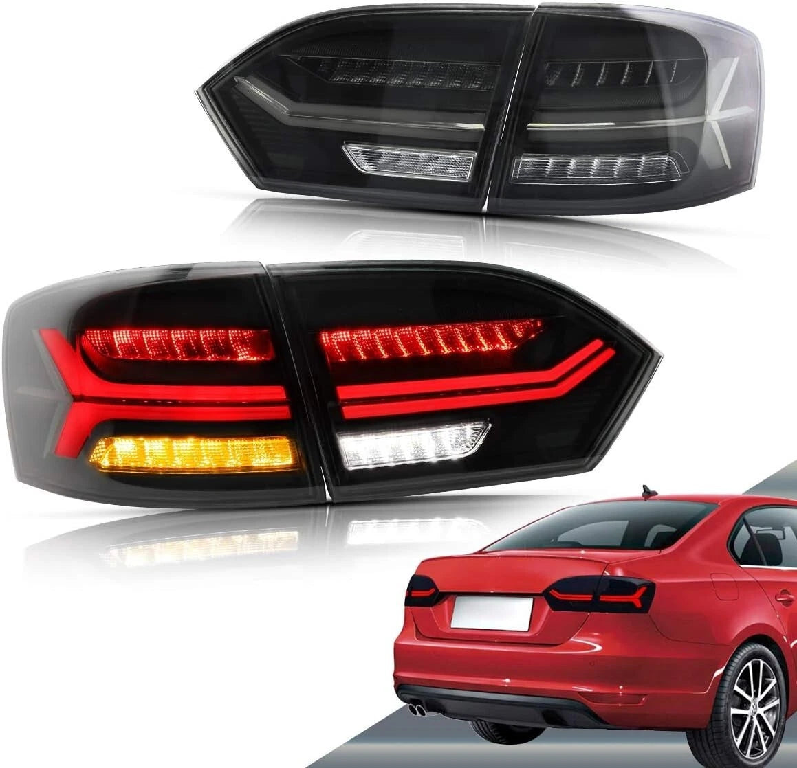 VLAND SMOKED SEQUNTIAL LED REAR TAIL LAMP LAMPS LIGHTS FOR VW JETTA MK6 2011+
