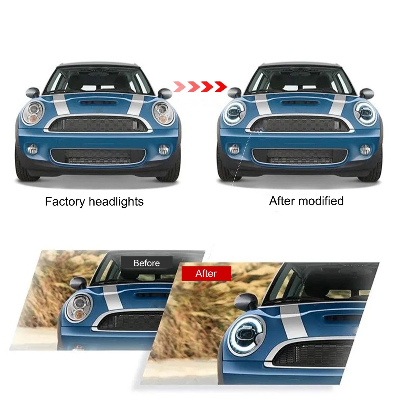 FULL LED HEADLIGHTS LAMP FOR BMW MINI COOPER 2007-2013 R55 R56 R57 R58 R59 LH+RH