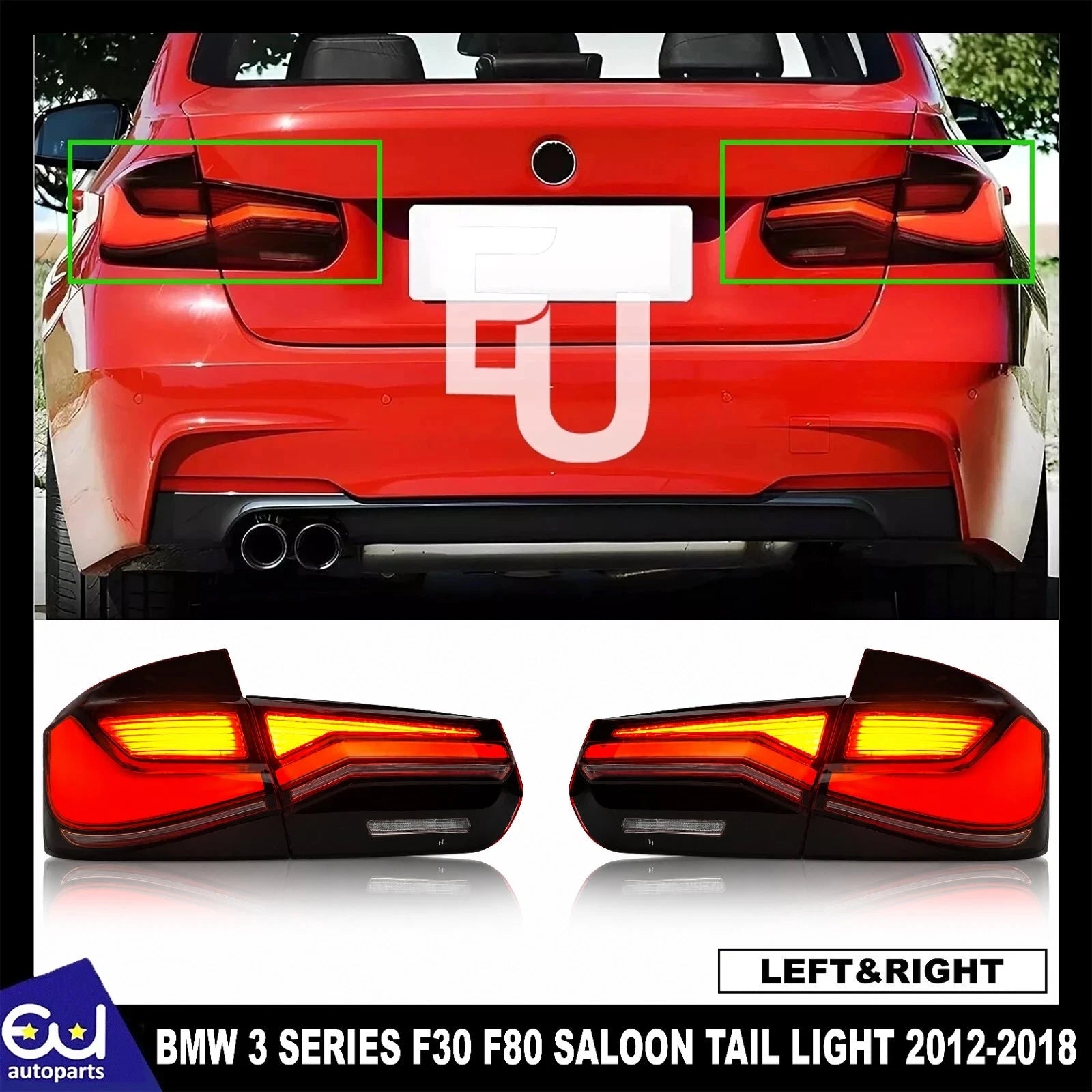 FOR BMW 3 SERIES F30 F80 SALOON RED SEQUENTIAL ANIMATION TAIL LIGHTS LAMP 2011+