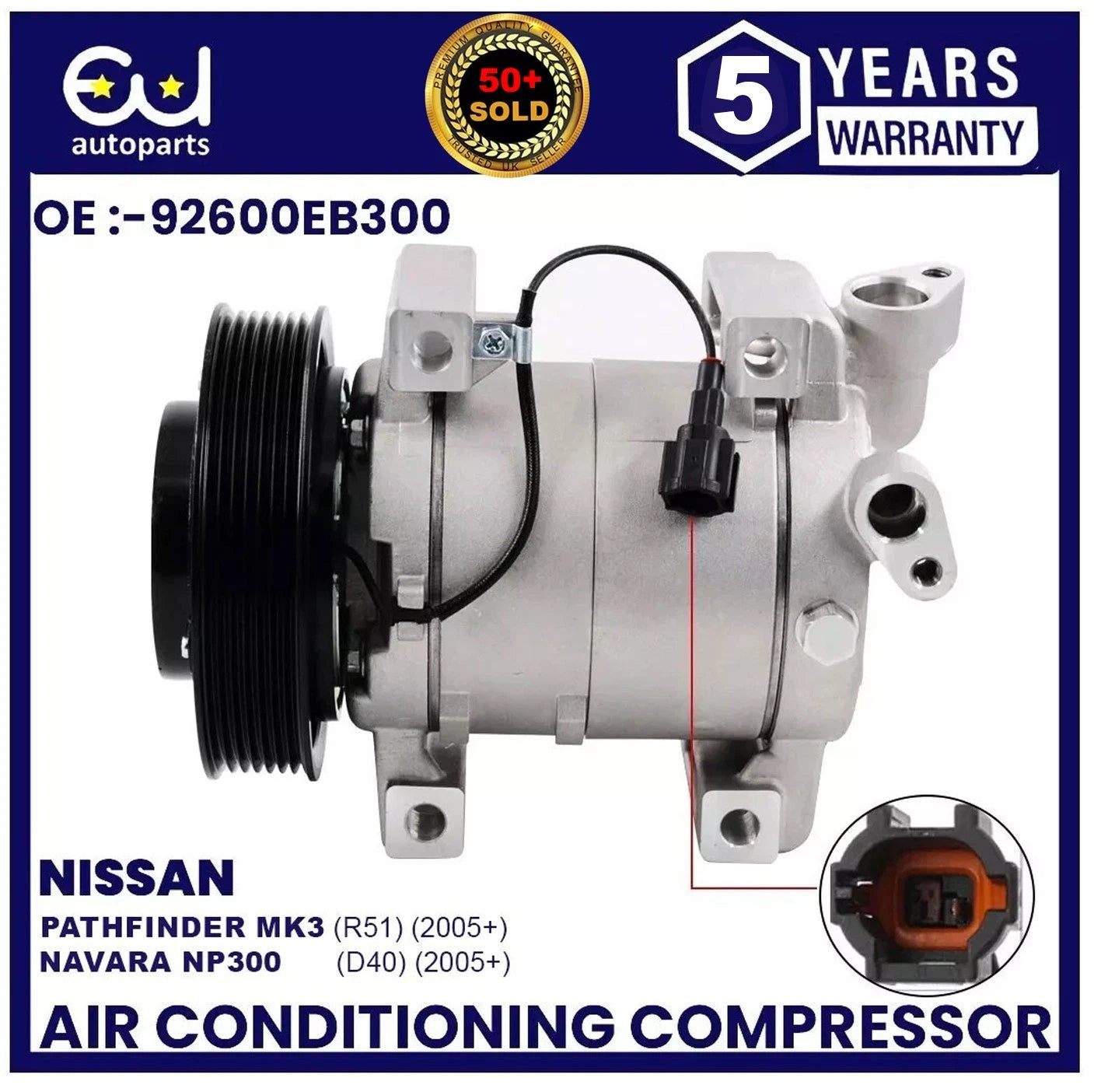 AIR CON A/C COMPRESSOR PUMP FOR NISSAN NAVARA NP300 PATHFINDER MK3 R51 2.5 dCi