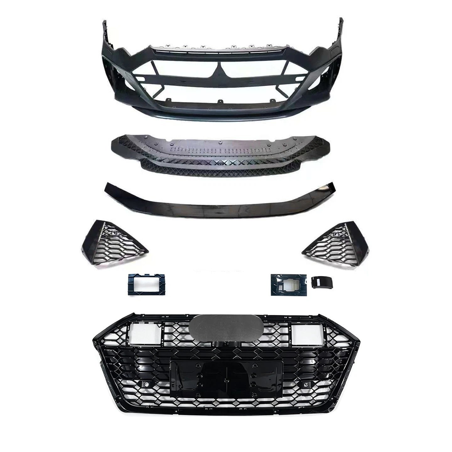 RS6 STYLE LOOK FRONT BUMPER KIT FOR AUDI A6 S6 C8 4A 18–22 WITH HONEYCOMB GRILLE