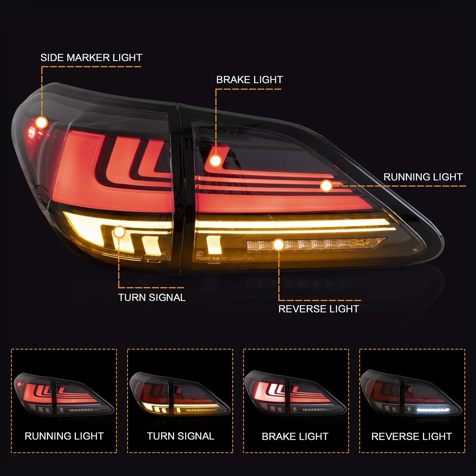 FOR LEXUS RX350 450H FULL LED SEQUENTIAL REAR TAIL LIGHT LAMP W/ANIMATION 09-15