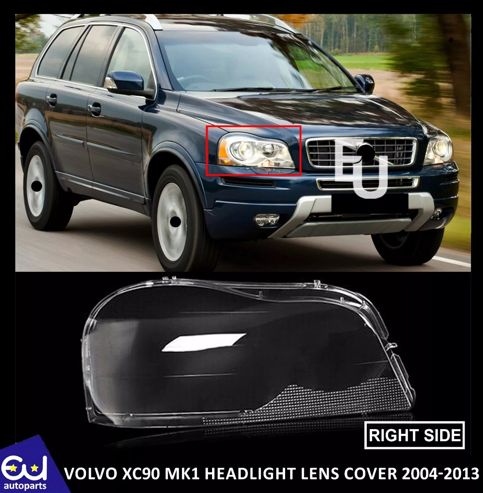 FOR VOLVO XC90 MK1 FRONT HEADLIGHT LAMP LENS COVER RIGHT DRIVER SIDE 04-2013