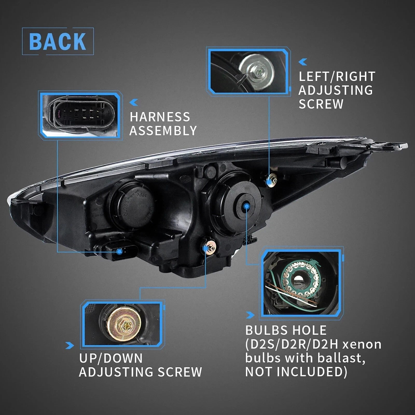 LED HEAD LIGHTS LAMPS SET FOR FORD FOCUS 2015-2018 WITH SEQUENTIAL INDICATORS