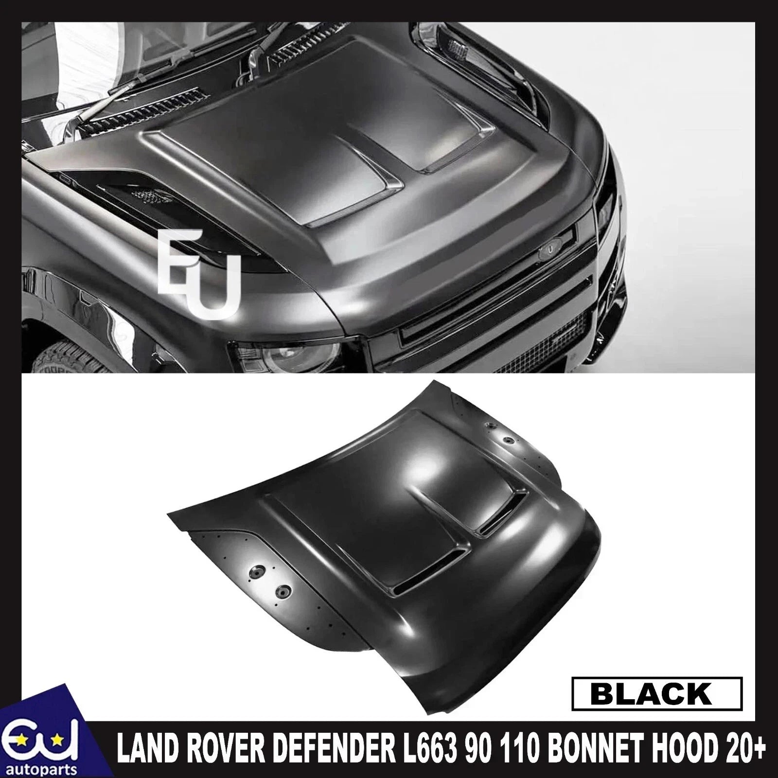 ALUMINIUM VENTED SVR STYLE BONNET HOOD FOR LAND ROVER DEFENDER L663 90 110 2020+