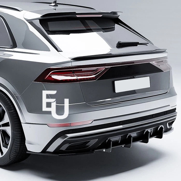 FOR AUDI Q8 S-LINE REAR BLADE DIFFUSER GLOSS BLACK VALANCE 2018-2023