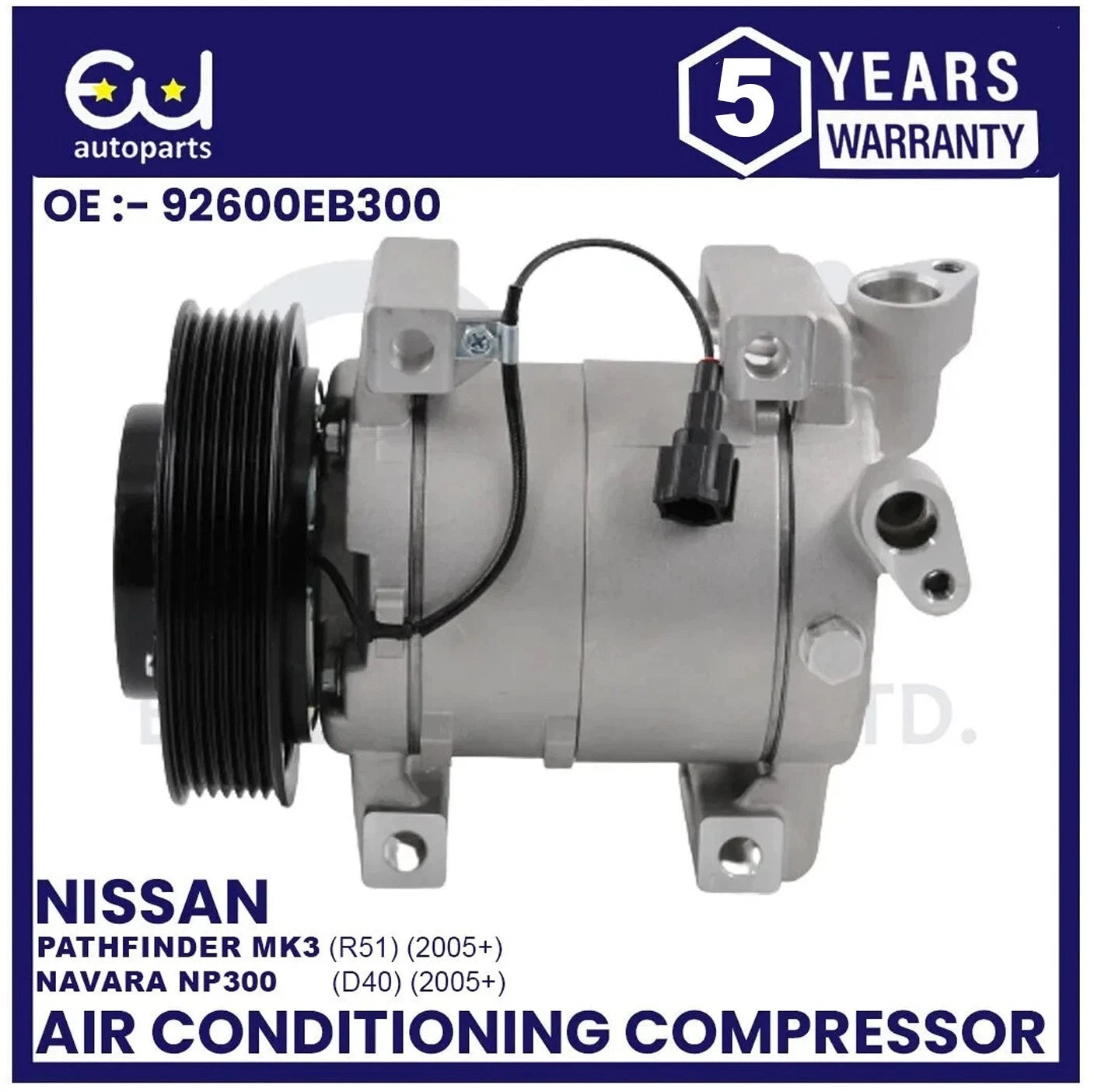 AIR CON A/C COMPRESSOR PUMP FOR NISSAN NAVARA NP300 PATHFINDER MK3 R51 2.5 dCi
