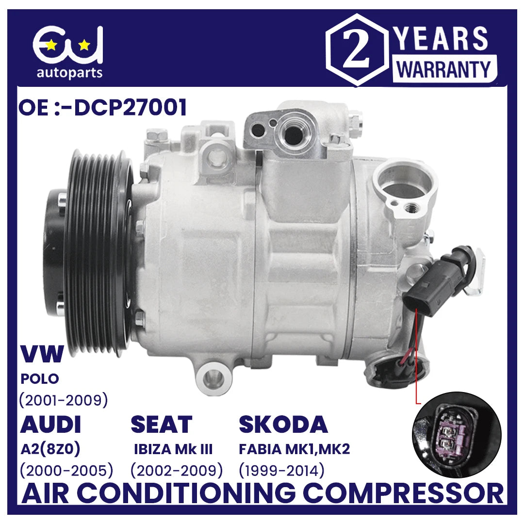 AIR CON AC COMPRESSOR FOR AUDI A2 TT SEAT IBIZA MK3 MK4 TOLEDO OCTAVIA MK2 RAPID