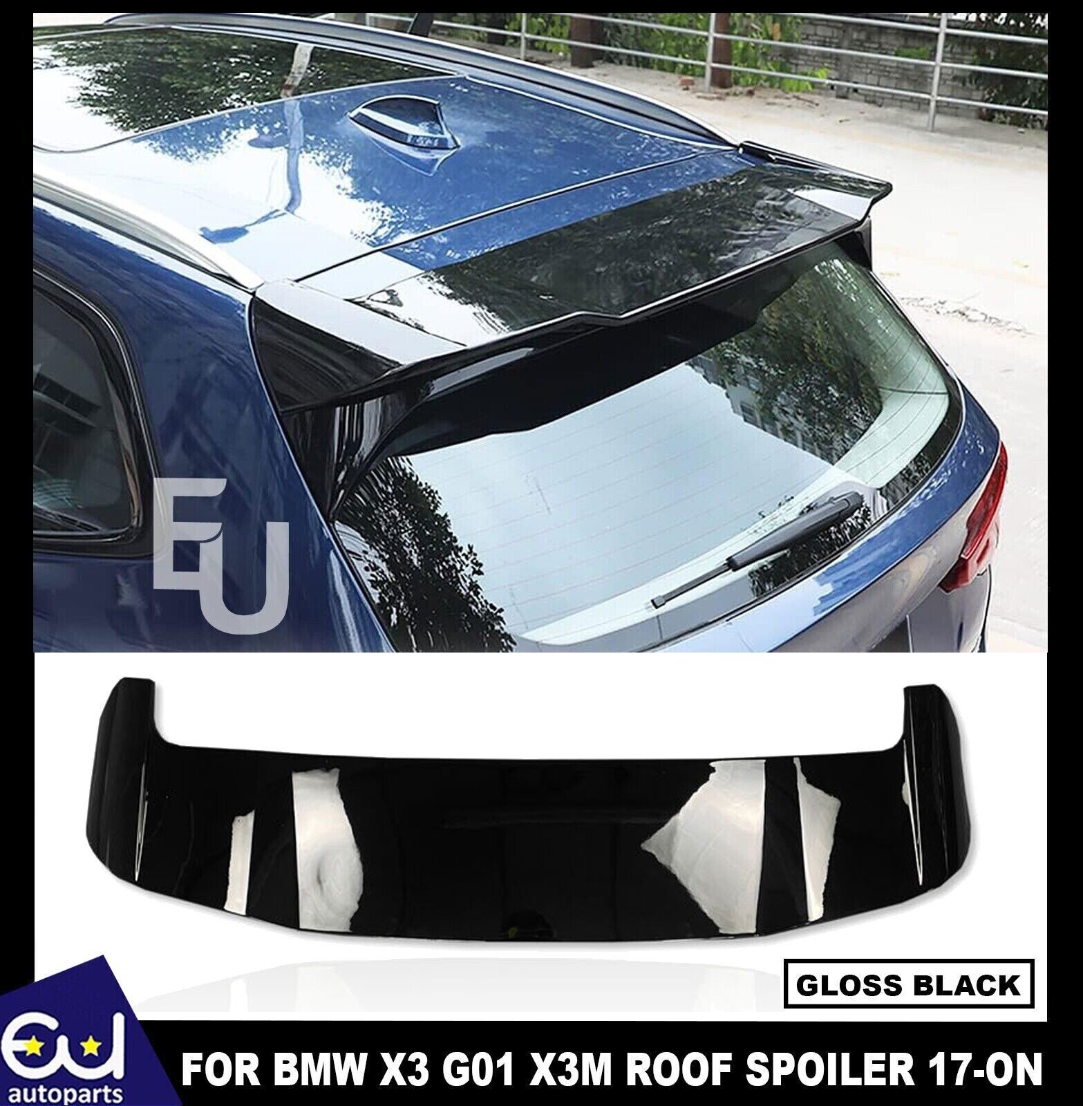 FOR BMW X3 G01 X3M  REAR BOOT ROOF SPOILER GLOSS BLACK 2017 ONWARDS