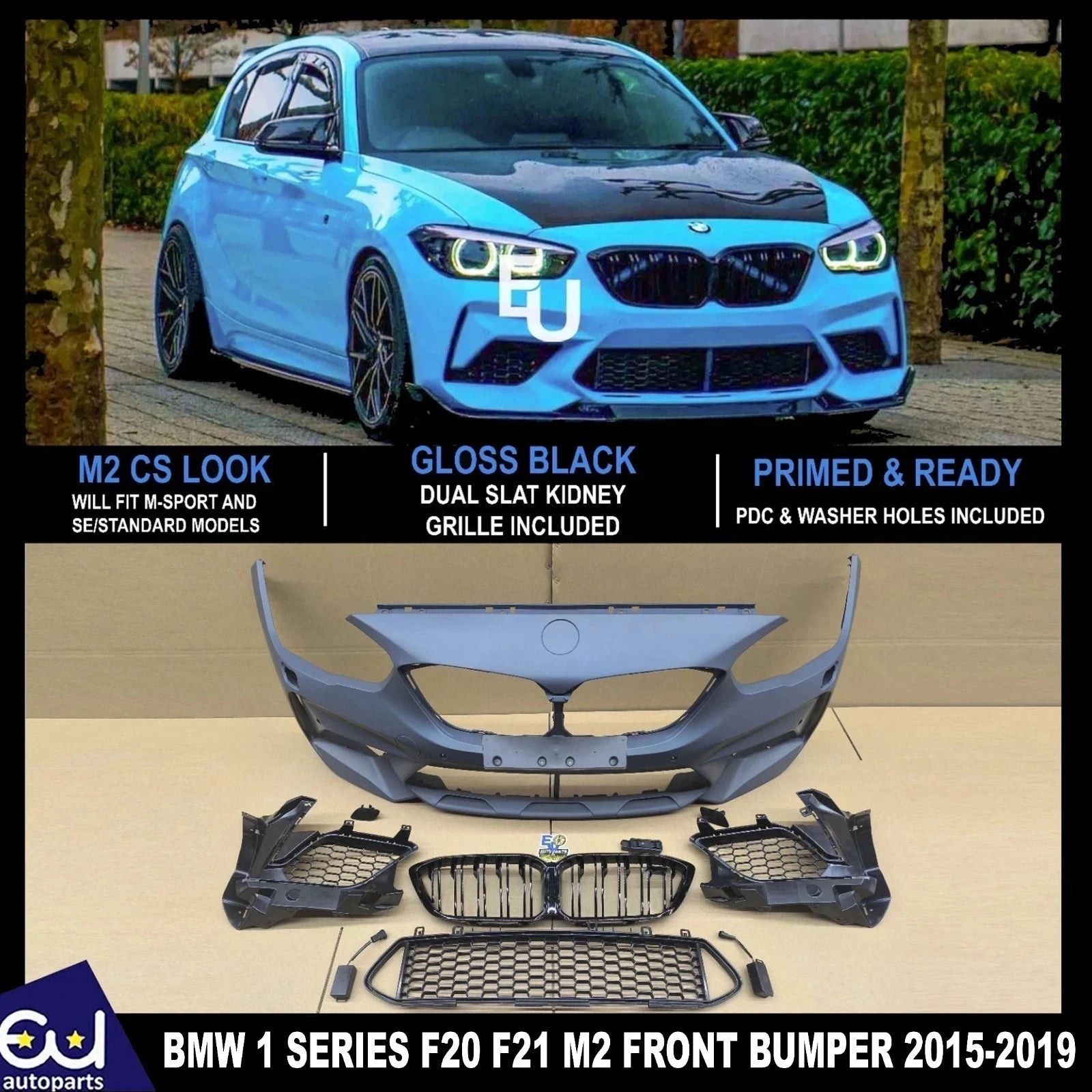 FOR BMW 1 SERIES F20 F21 UPGRADE M2 COMPETITION LOOK FRONT BUMPER KIT 2015-2019