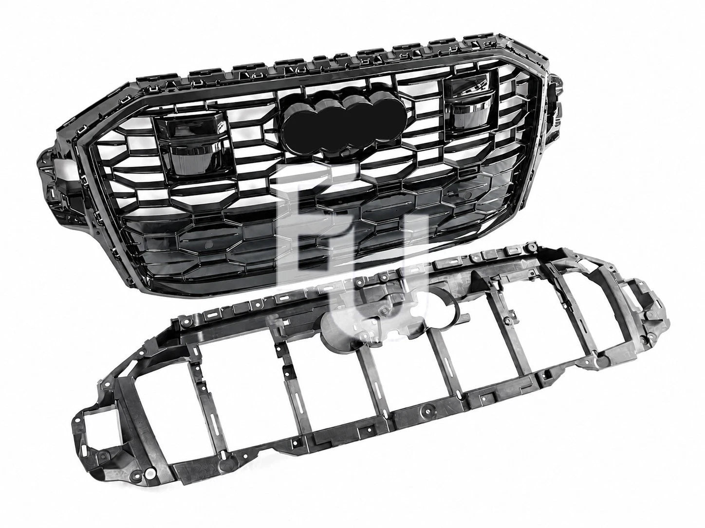 RSQ7 STYLE FRONT GRILL GRILLE FOR AUDI Q7 SQ7 4M 2020-2023 WITH ACC RADAR BLACK
