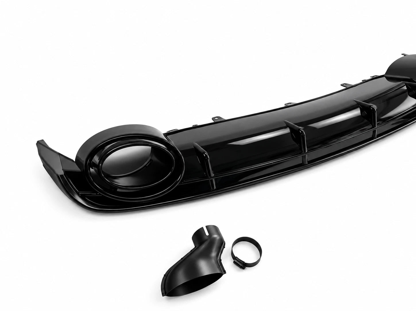 FOR AUDI A6 C7 SE STANDARD RS6 LOOK LCI GLOSS BLACK REAR DIFFUSER TAILPIPE 15-18