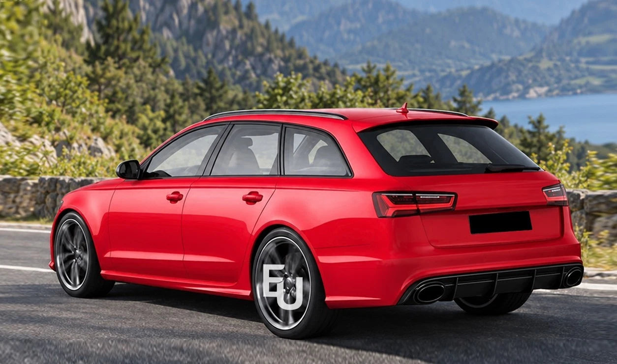 FOR AUDI A6 C7 SE STANDARD RS6 LOOK LCI GLOSS BLACK REAR DIFFUSER TAILPIPE 15-18