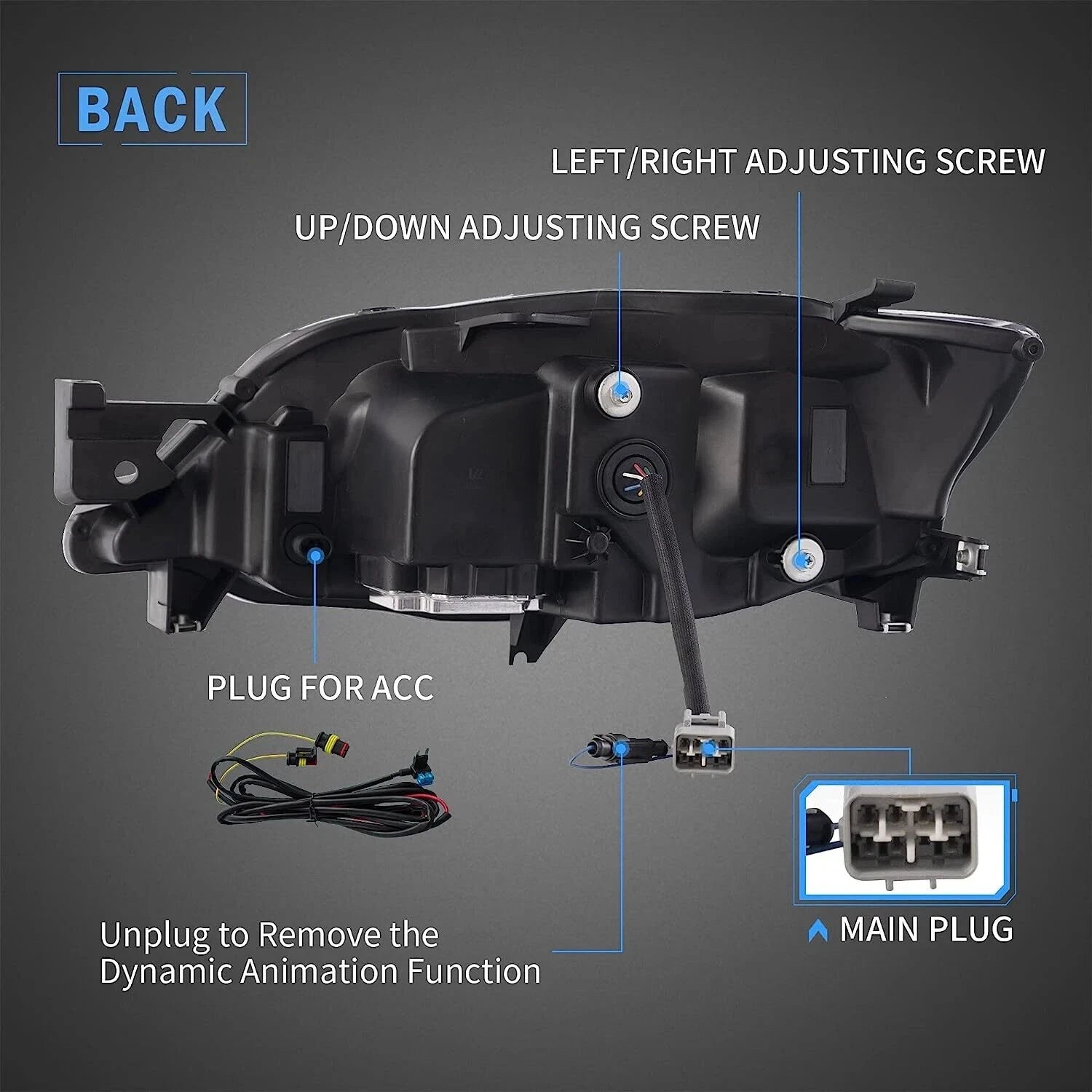 PAIR HEADLIGHTS LAMP W/ANIMATION FOR SUBARU WRX STI / IMPREZA 08-14 LED DRL SETS