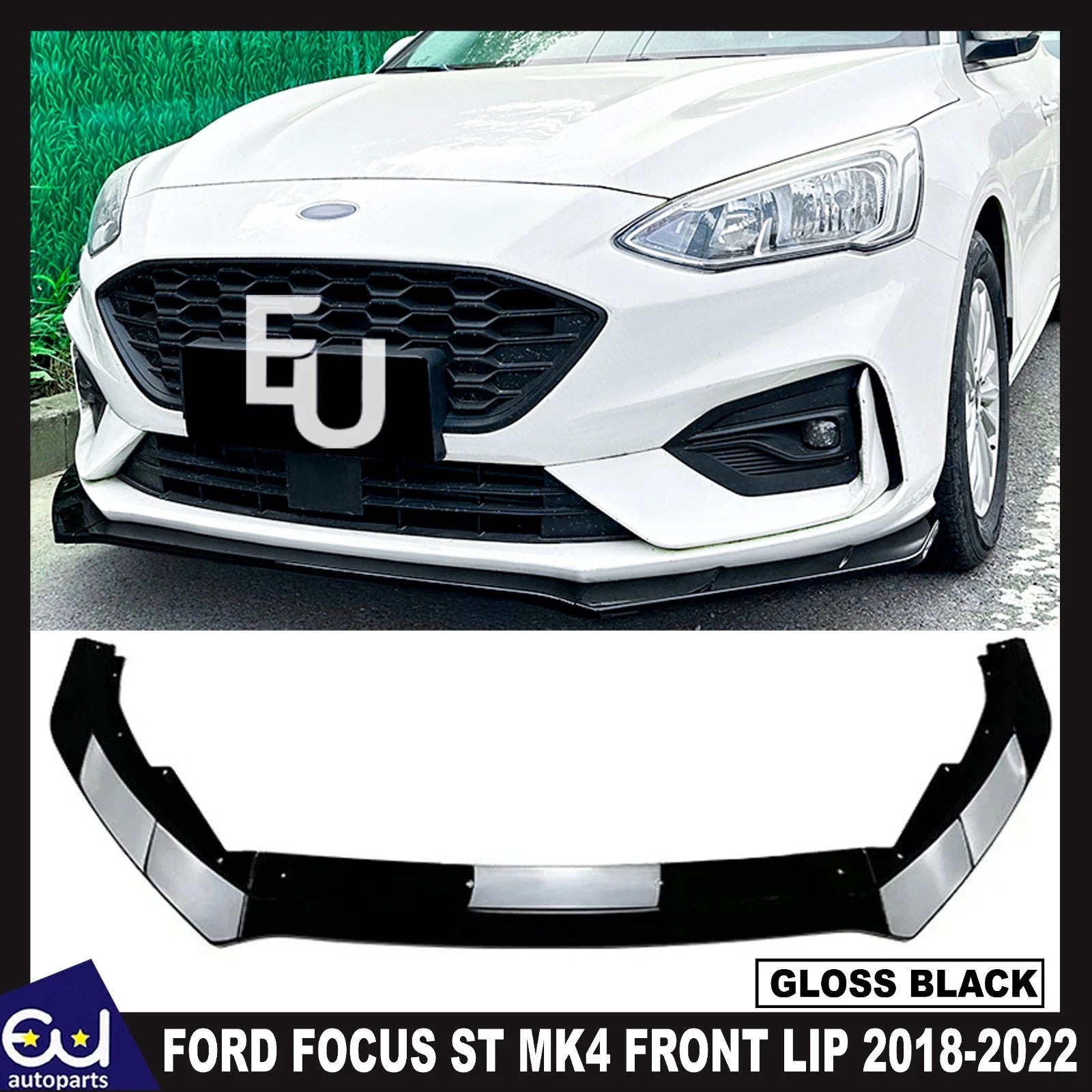 FOR FORD FOCUS ST MK4 FRONT SPLITTER SPOILER LIP GLOSS BLACK BODY KIT 2018-2022