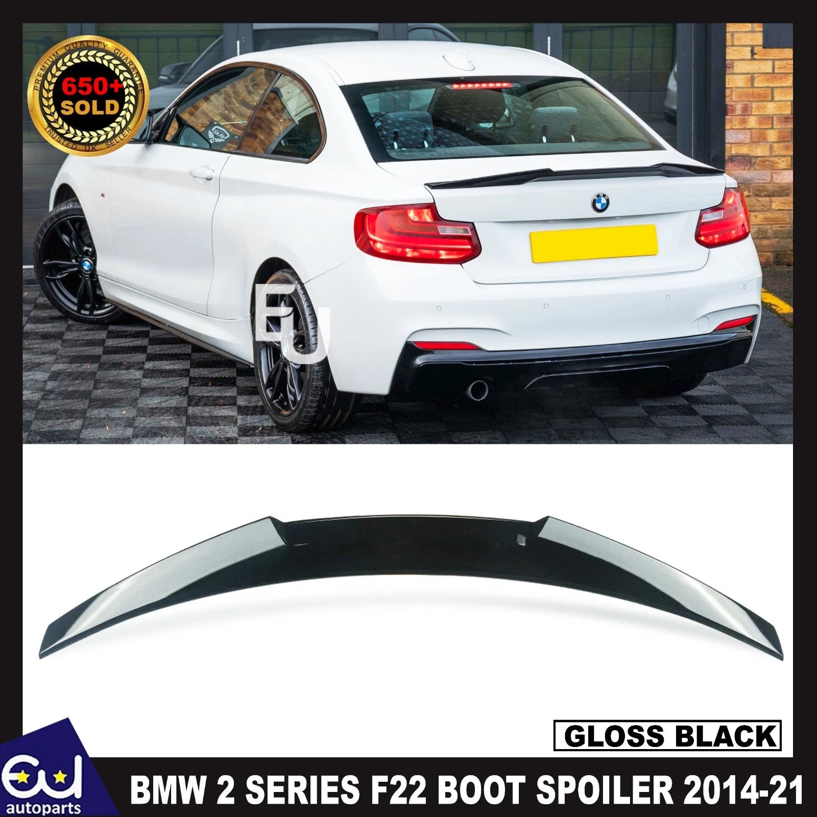 FOR BMW 2 SERIES F22 COUPE F87 M4 STYLE GLOSS BLACK REAR BOOT TRUNK LIP SPOILER
