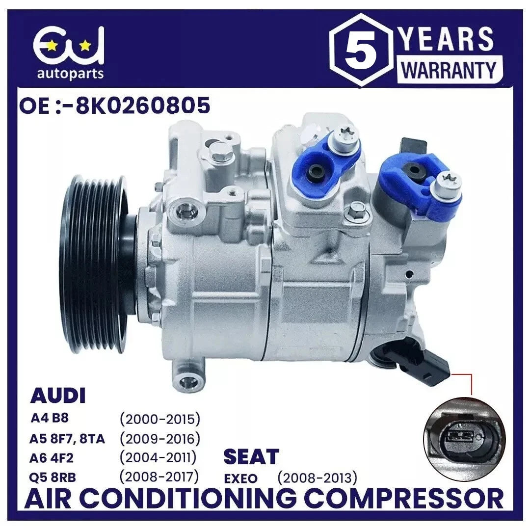 AIR CON AC COMPRESSOR FOR AUDI A4 A4 ALLROAD B8 A5 A6 Q5 08-16 1.8 2.0 8K0260805