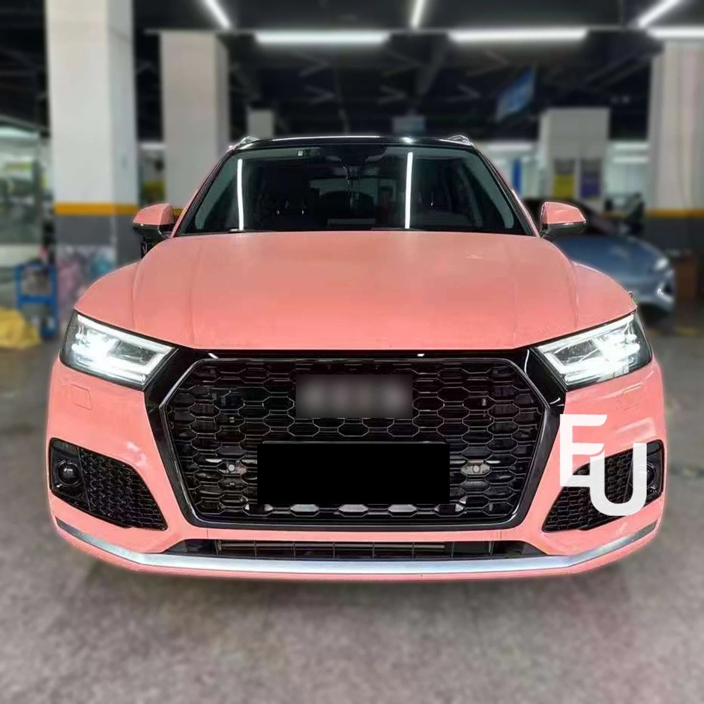 'RSQ5 STYLE' FRONT BUMPER HONEYCOMB GRILLE GLOSS BLACK FOR AUDI Q5 SQ5 FY 17-20