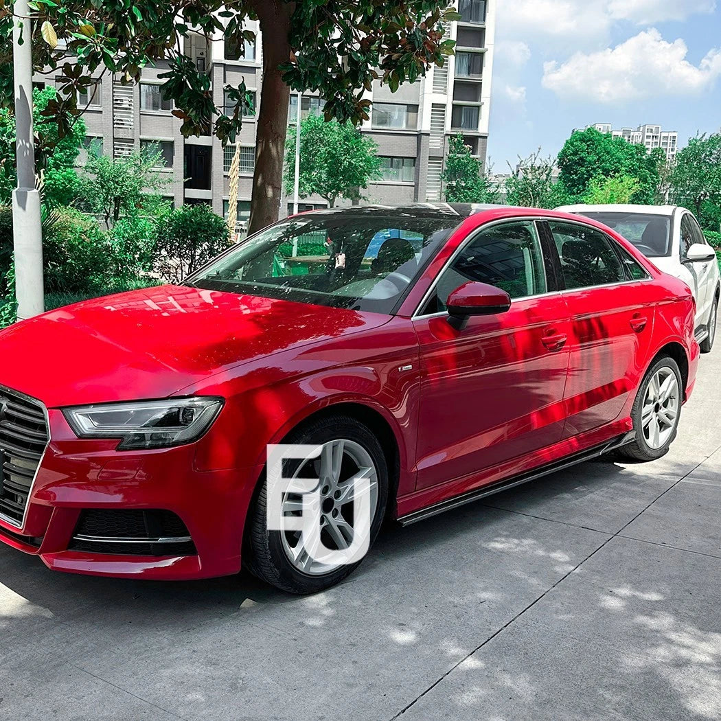 FOR AUDI A3 S3 S LINE 8V SIDE SKIRT SKIRTS EXTENSION LIP GLOSS BLACK 2014-2020