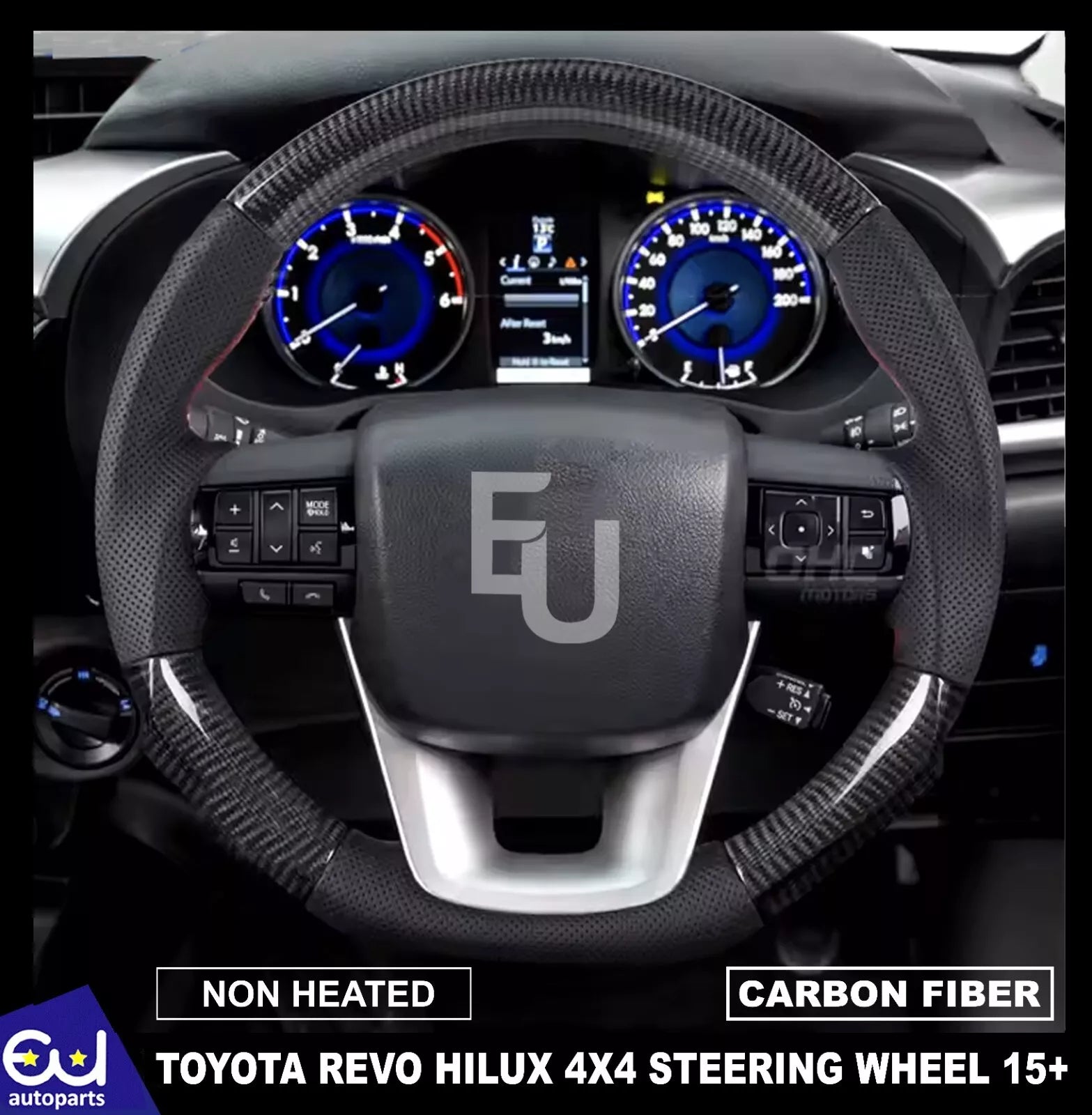 FOR TOYOTA REVO HILUX 4X4 2015 ONWARD REAL CARBON FIBER LEATHER STEERING WHEEL