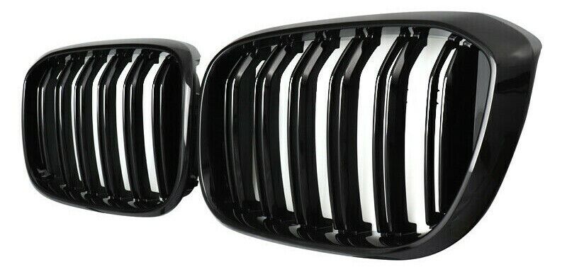 FOR BMW X3 G01 X3M G02 X4 GLOSS BLACK FRONT KIDNEY DUAL GRILLE GRILL 2018-2022